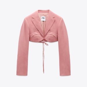 NWOT Zara Cropped Pink Blazer Small